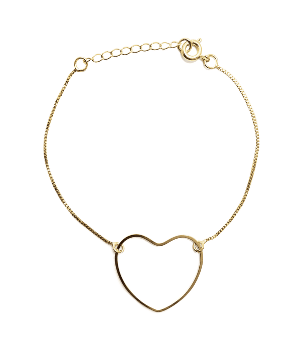 Pulsera Corazón Grande Enchapada Oro 18K