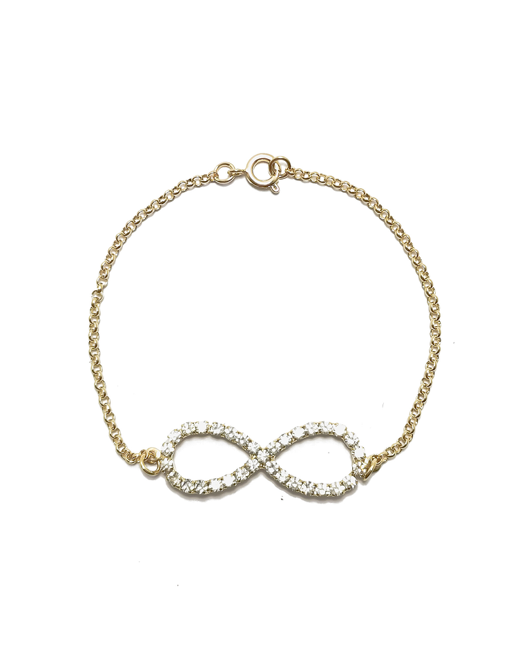 Pulsera Infinito CZ Blanco Enchapado Oro 18K