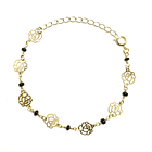 Pulsera Rosas Mostacillas Negras Enchapado Oro 18K 1