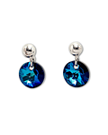 Aros Bolita Cristal Austriaco Azul Bermuda Colgante Plata Fina 925