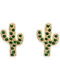 Aros Cactus Circón Verde Enchapado Oro 18K