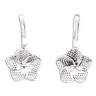 Aros Colgantes Flor De Loto Circón Plata Fina 925 2