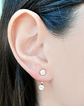 Aros 2 Circones Blancos Enchapado Oro 18K