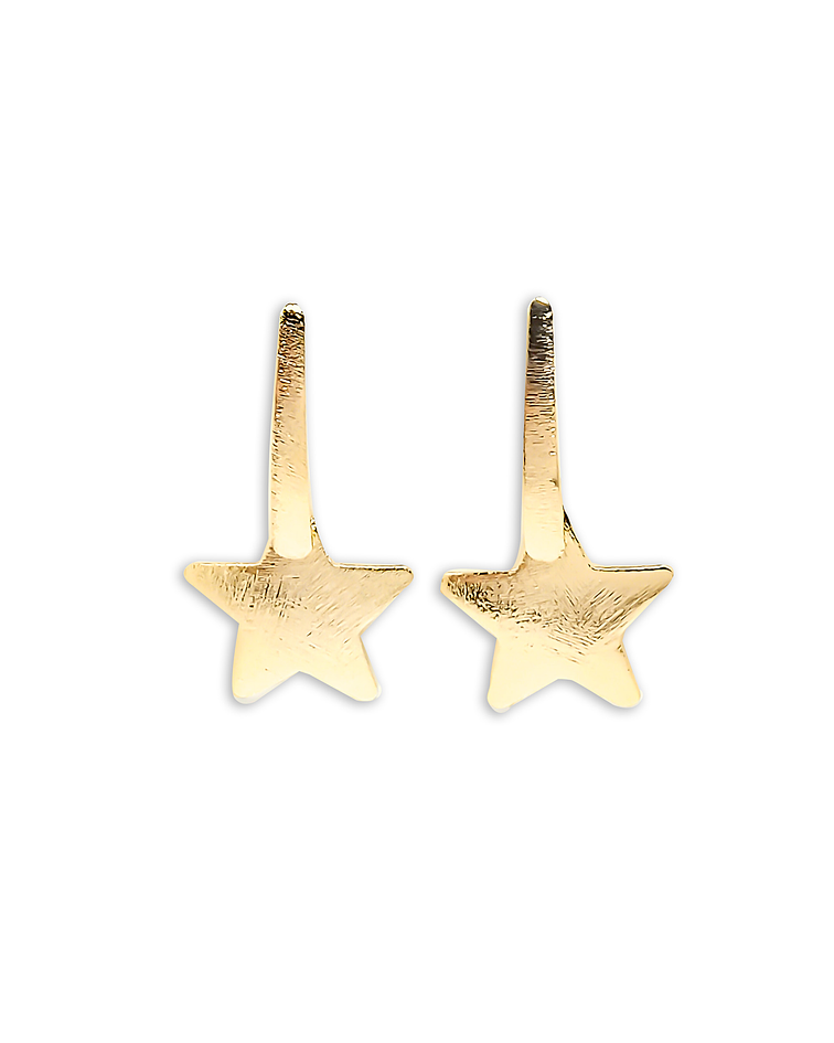 Aros Estrella Satinada Colgante Enchapado Oro 18K