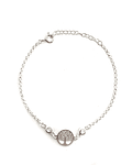 Pulsera Árbol De La Vida Circón Blanco Plata Fina 925