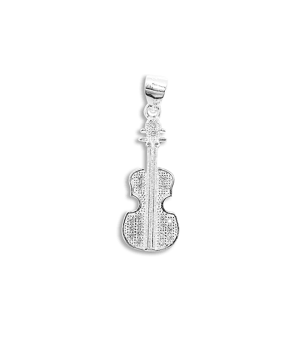 Colgante Violín Circón Plata Fina 925