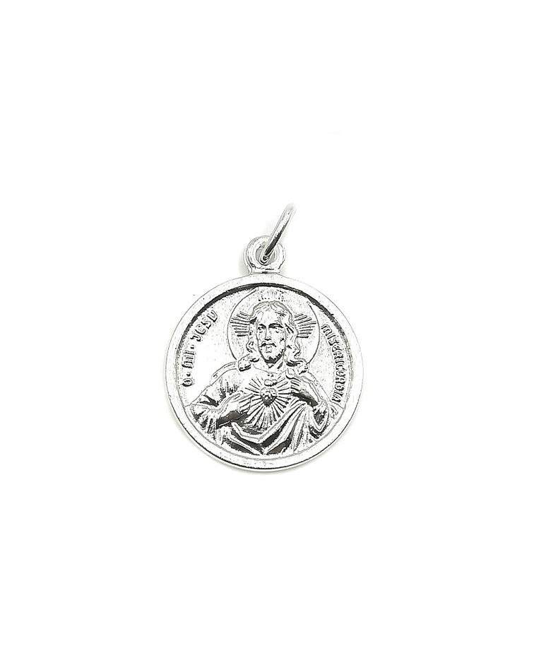 Colgante Medalla Sagrado Corazón 20mm Plata Fina 925