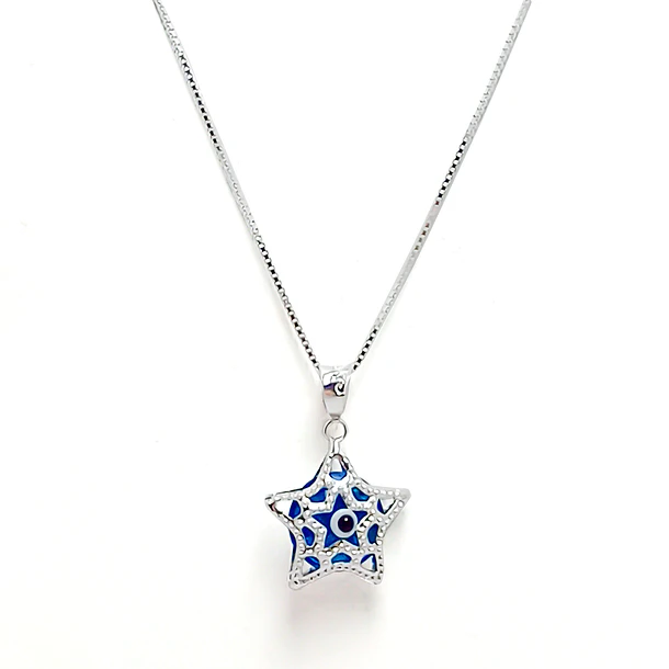 Collar Estrella Ojo Turco Plata Fina 925 45CM 1