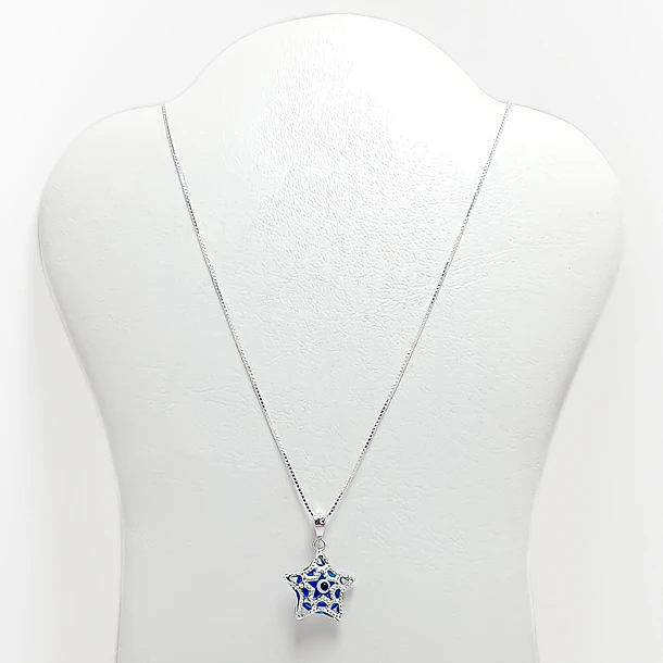 Collar Estrella Ojo Turco Plata Fina 925 45CM 3