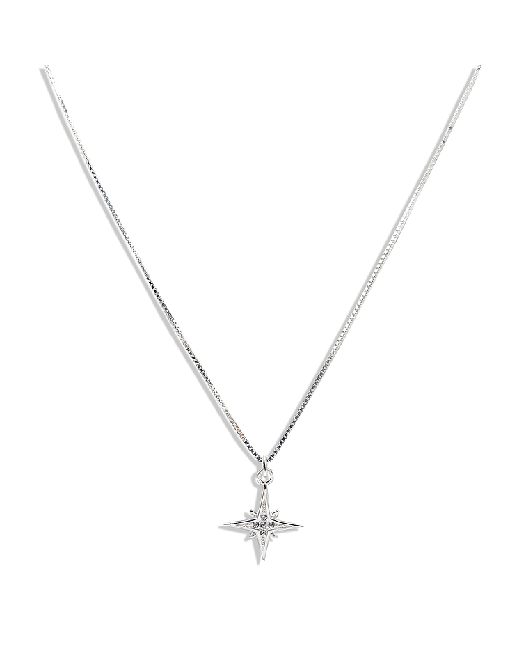 Collar Estrella Fugaz Circón 45cm Plata Fina 925