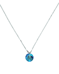 Collar Cristal Austriaco Azul Bermuda Punto de luz Plata Fina 925