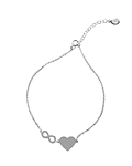 Tobillera Corazón Infinito Cristal Plata Fina 925 26CM