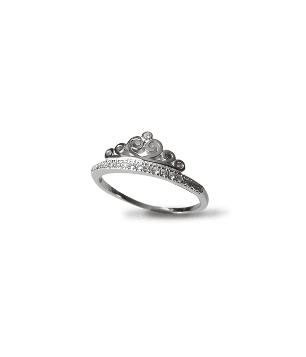 Anillo Corona Circón Plata Fina 925