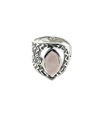 Anillo Cuarzo Rosa Pepa Martillado Plata Fina 925