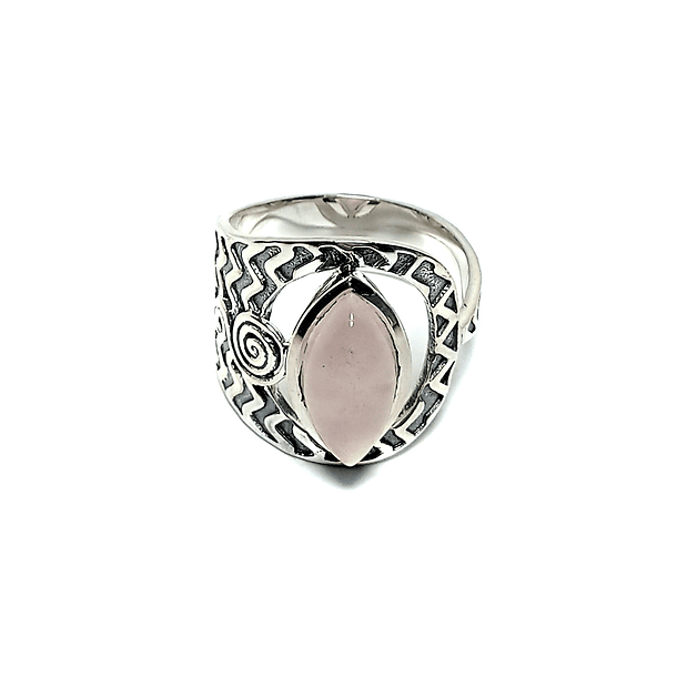 Anillo Cuarzo Rosa Pepa Martillado Plata Fina 925 1