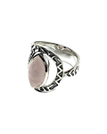 Anillo Cuarzo Rosa Pepa Martillado Plata Fina 925