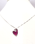 Collar Corazón Cristal Austriaco Morado Plata Fina 925 45CM