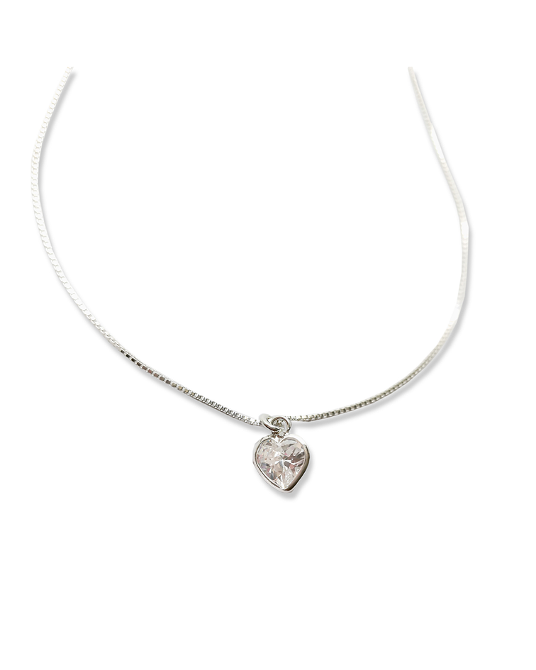 Collar Corazón Punto De Luz Plata Fina 925 45CM