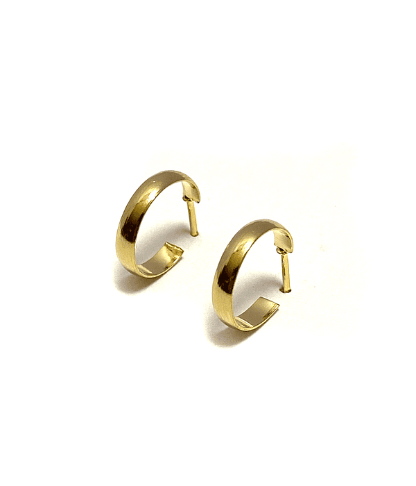 Aros Argolla tubo Curvo 14mm Enchapada Oro 18K