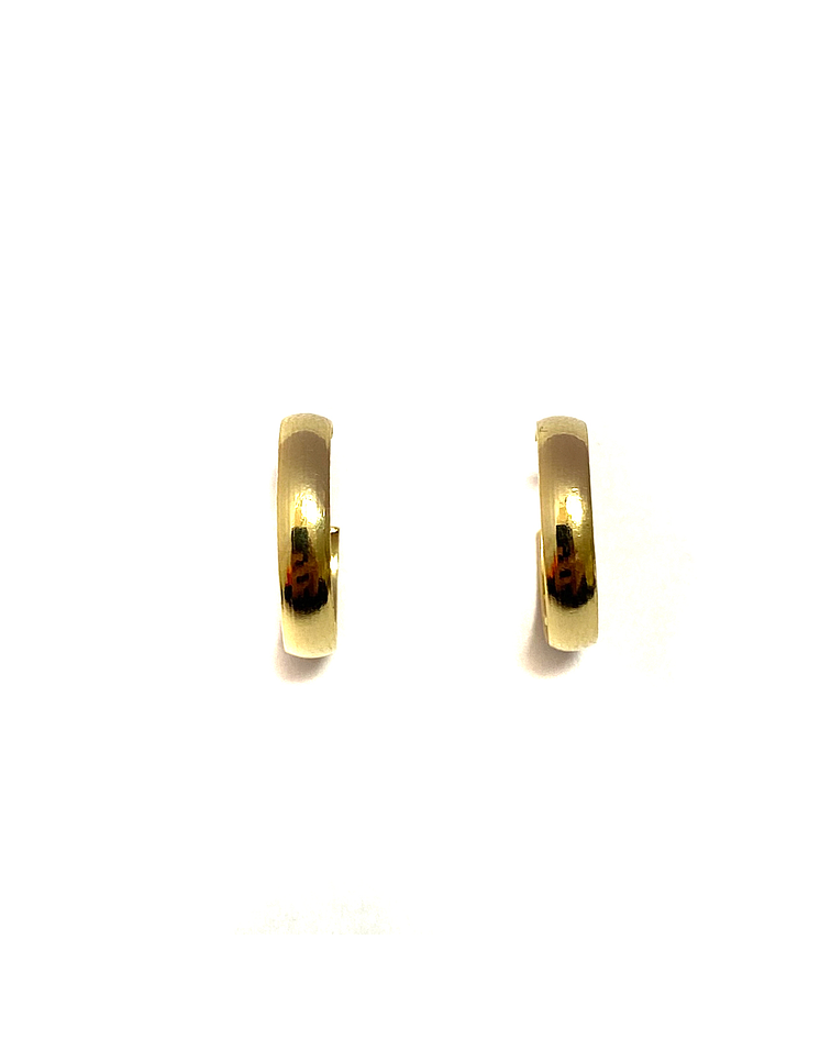 Aros Argolla tubo Curvo 14mm Enchapada Oro 18K