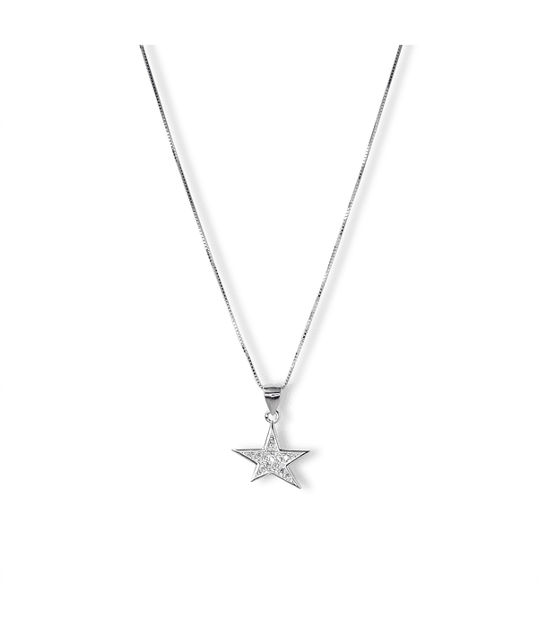 Collar Estrella Circón 45cm Plata Fina 925