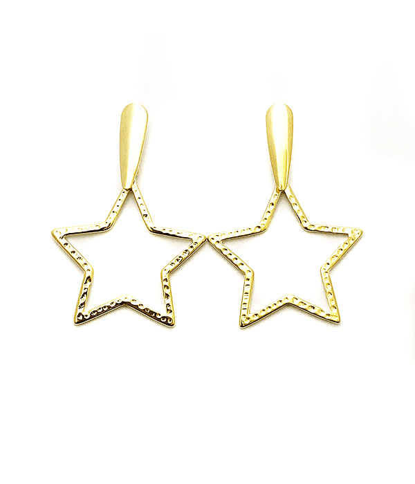 Aros Estrella Colgante Enchapado Oro 18K