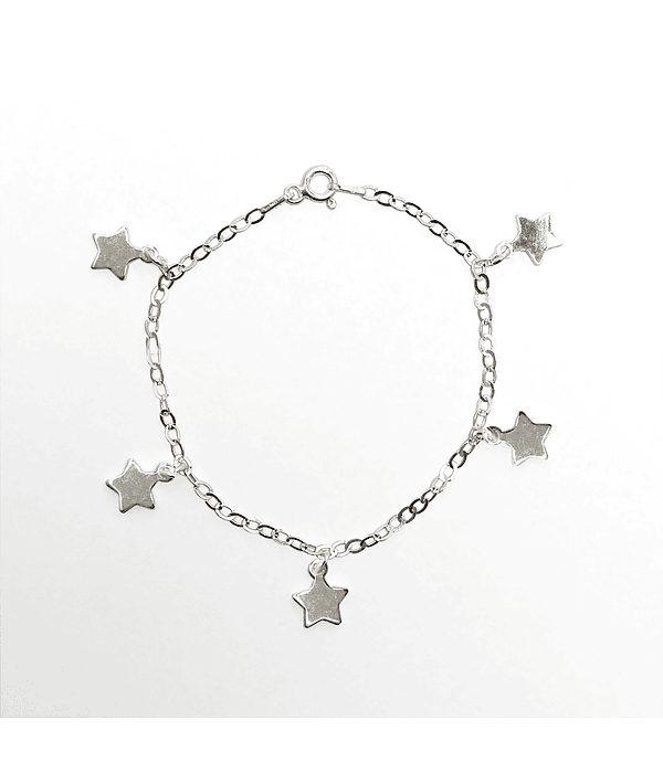 Pulsera 5 Estrellas Colgantes Plata Fina 925