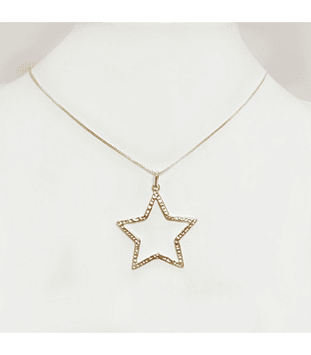 Collar Estrella Martillada Enchapado Oro 18K