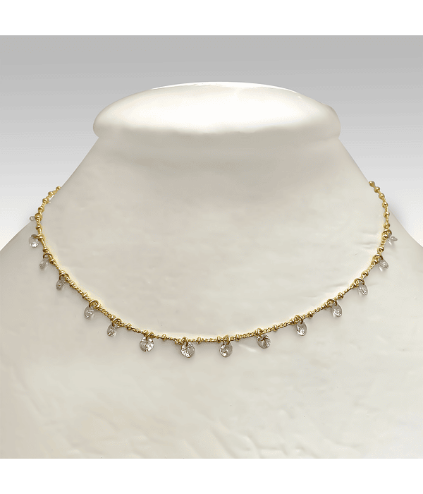 Collar Choker Circón Enchapado Oro 18K