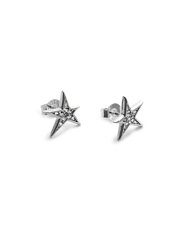 Aros Estrellas Circón 11mm Plata Fina 925