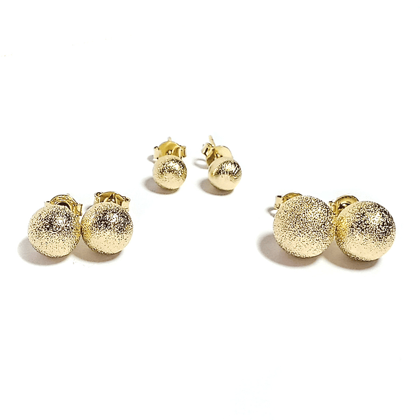 Aros Bola Satinada Enchapado Oro 18K