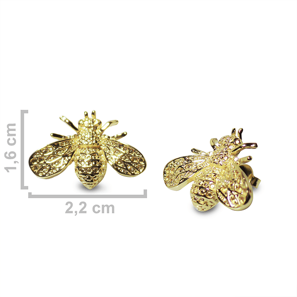 Aros Abeja Enchapado Oro 18K