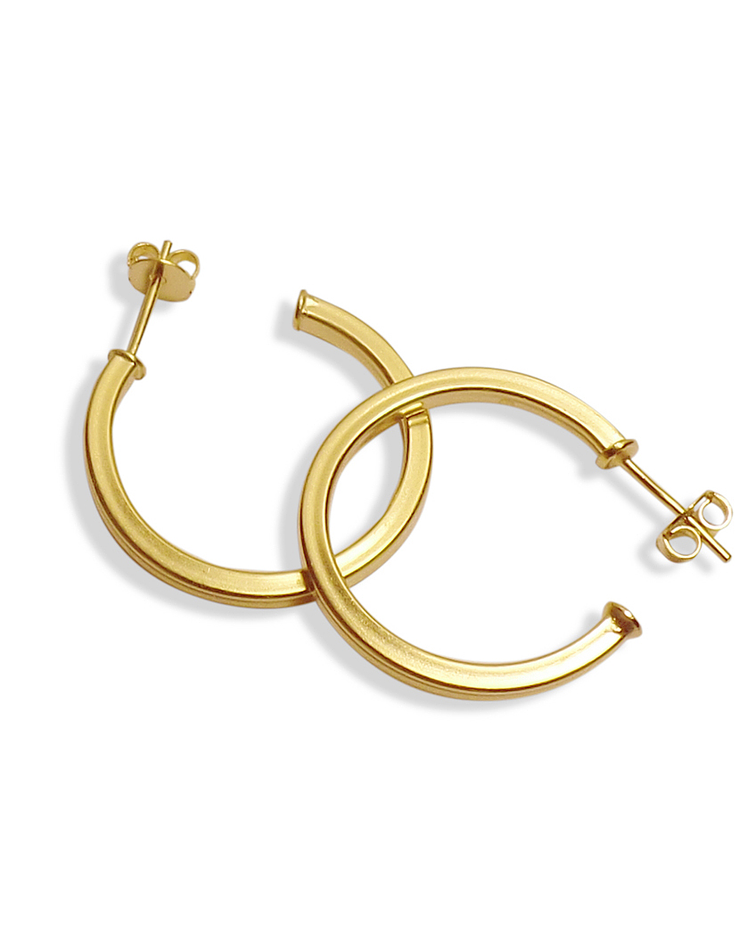 Aros Argollas Cuadrada 27mm Enchapado Oro 18K 