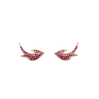 Aros Golondrina Circón Fucsia Enchapado Oro 18K 1