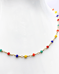 Collar Choker Cristales Colores Enchapado Oro 18K 40cm