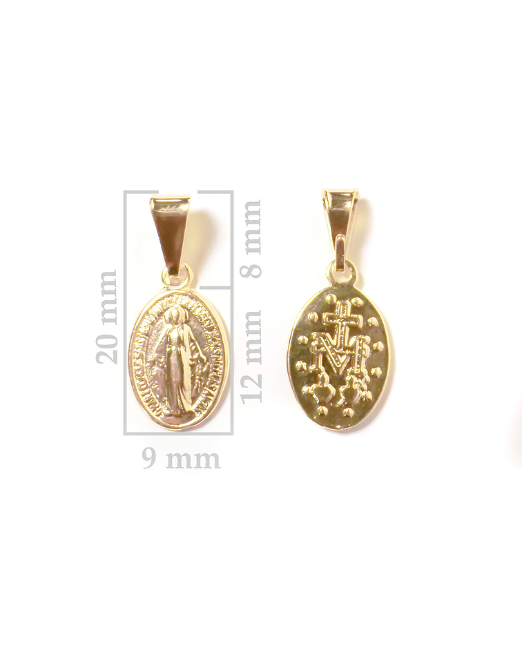 Colgante Medalla Virgen de los Rayos 9mm Enchapado Oro 18K