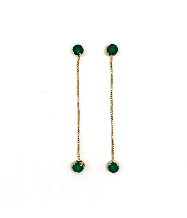 Aros Circones Verde Cadena Colgante Enchapado Oro 18K