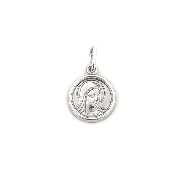 Colgante Medalla Virgen Dolorosa 10mm Plata Fina 925