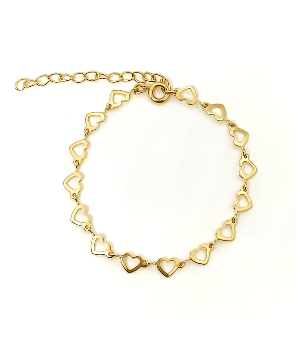 Pulsera Corazones Enchapado Oro 18K