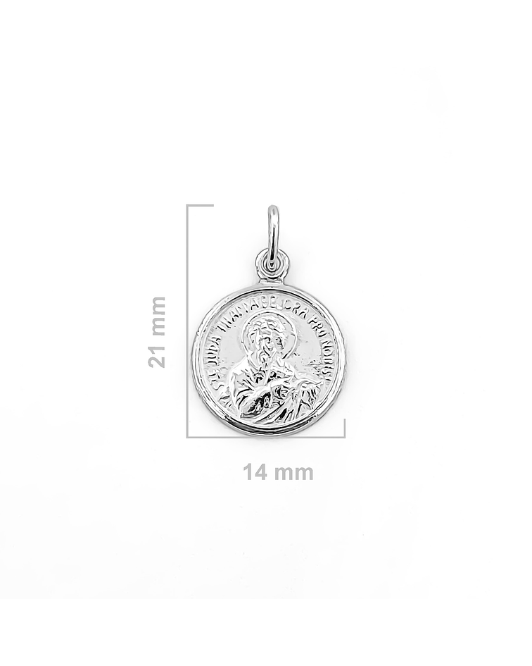 Colgante Medalla San Judas Tadeo 14mm Plata Fina 925