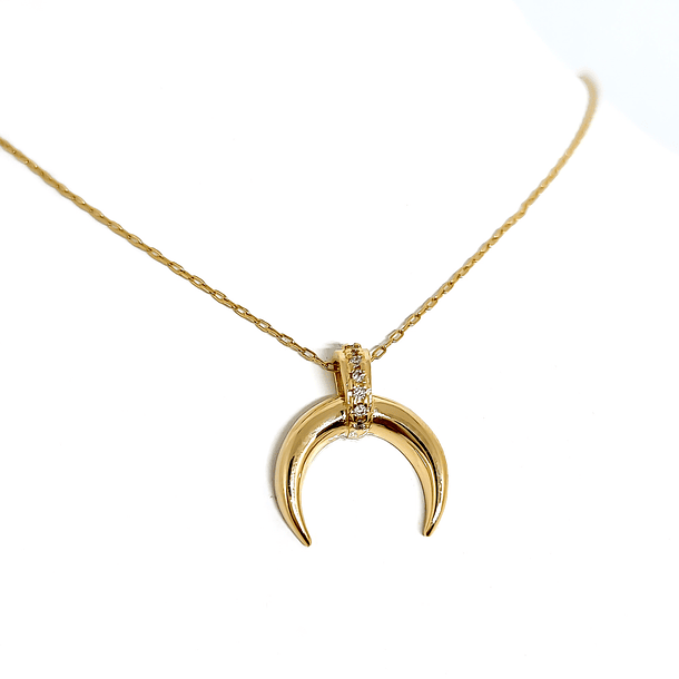 Collar Luna Invertida Circones Enchapado Oro 18K