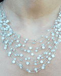 Collar Perlas De Río Y Cristales Hilo De Seda 