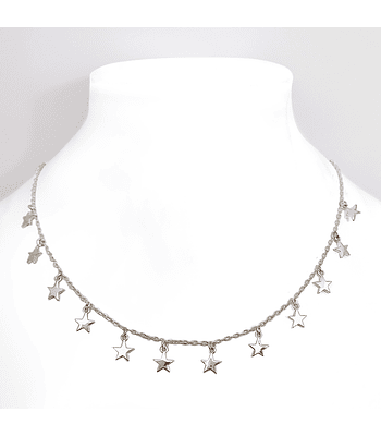 Collar Choker 12 Estrellas Plata Fina 925