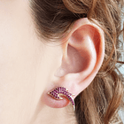 Aros Golondrina Circón Fucsia Enchapado Oro 18K 4