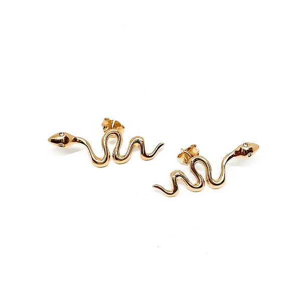 Aros Trepadores Serpiente Circón Enchapado Oro 18K