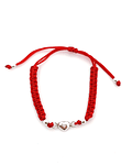 Pulsera Corazón Plata Fina 925 Cordón Rojo