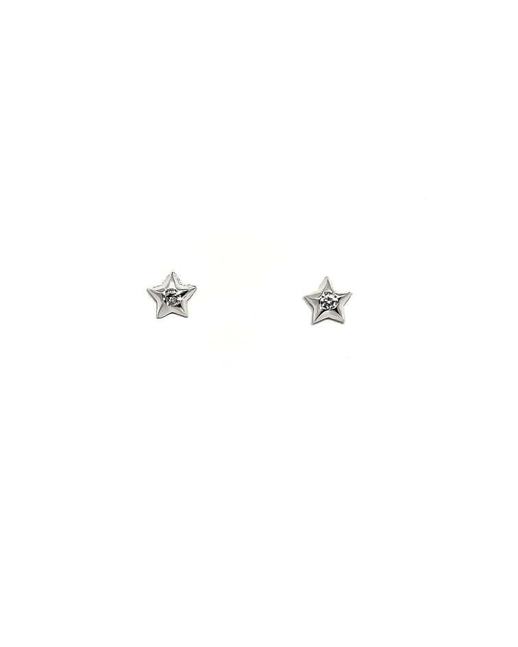 Aros Estrellas Circón 7mm Plata Fina 925