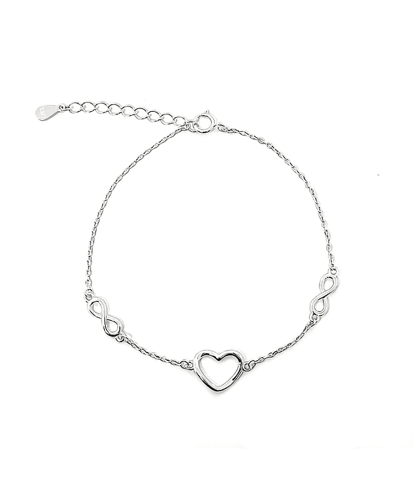 Pulsera Corazón Infinito Plata Fina 925