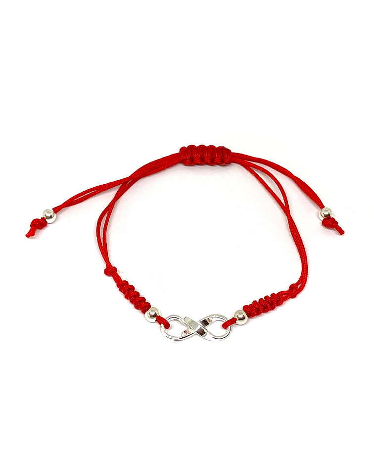 Pulsera Infinito Cordón Rojo Plata Fina 925 