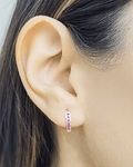 Aros Argolla Mini Circones Fucsia Plata Fina 925